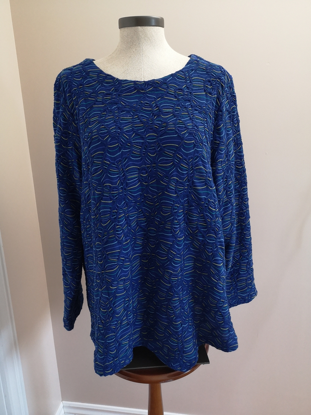 Habitat Blue Textured Striped Long-Sleeve Tunic Top XL